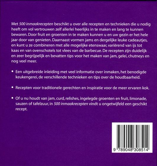 Achterkant van 500 Inmaakrecepten