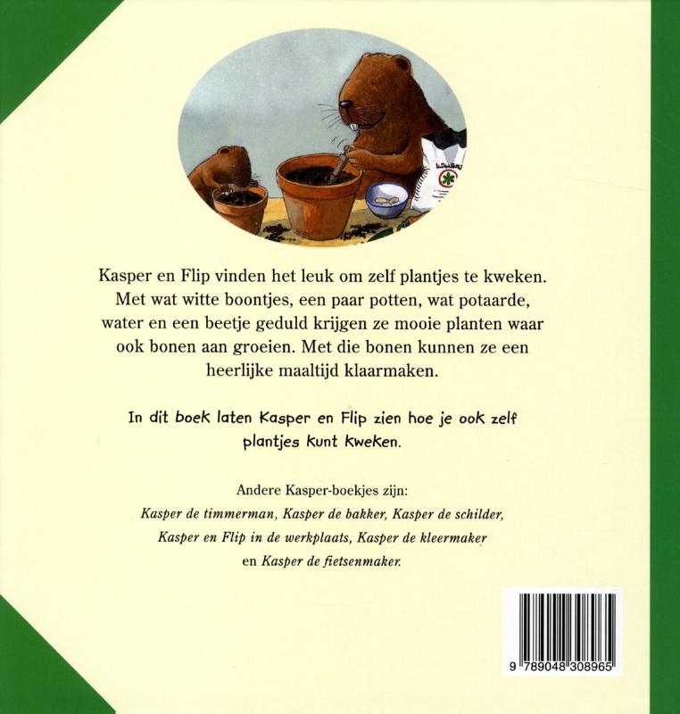 Achterkant van Kasper de tuinman