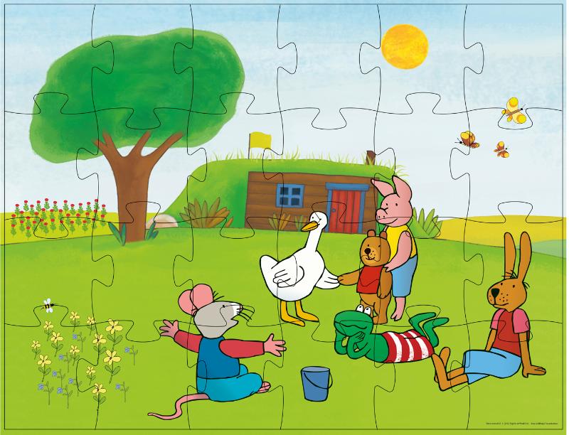 Achterkant van Puzzel kikker en vriendjes