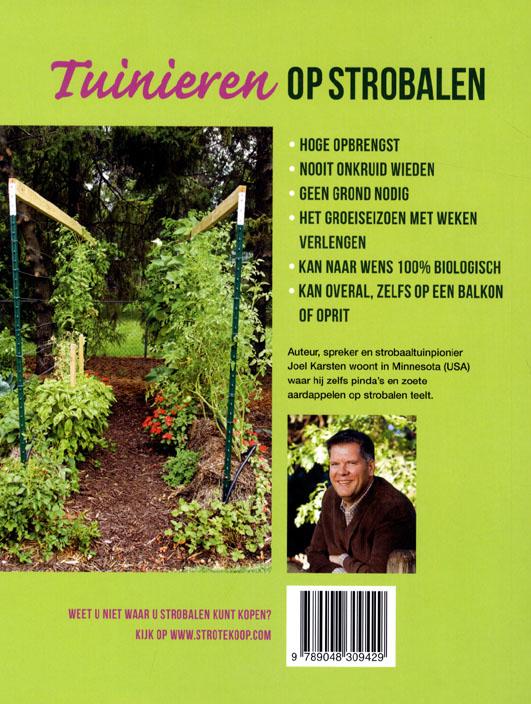 Achterkant van Tuinieren op strobalen