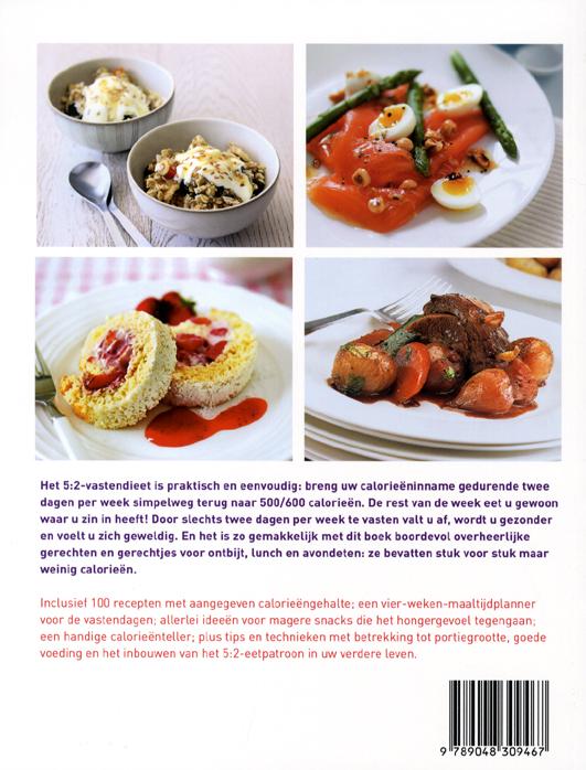 Achterkant van Het 5:2 vastendieet kookboek