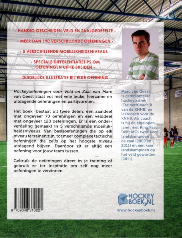 Achterkant van Hockeyoefeningen voor veld en zaal