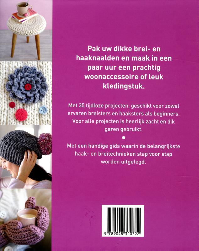 Achterkant van Breien en haken met dikke naalden