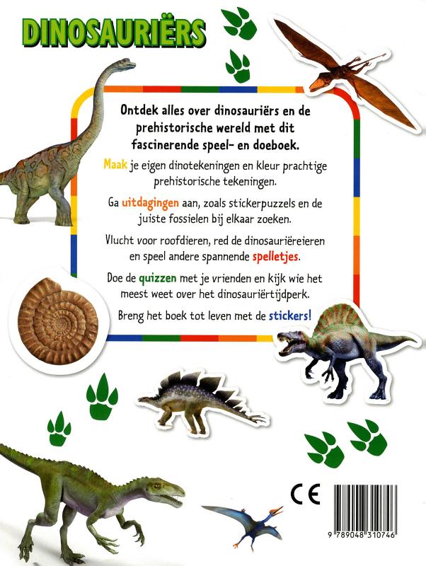 Achterkant van Speel- en doeboek Dinosauriërs