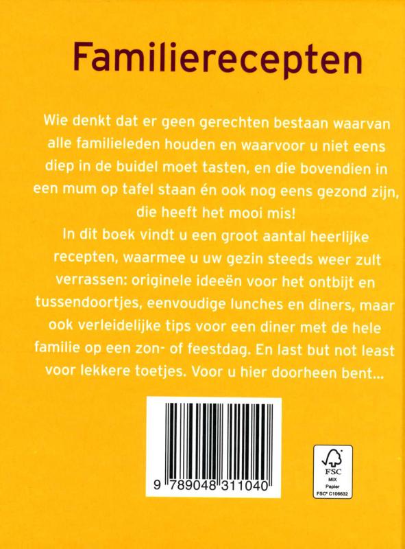 Achterkant van Familierecepten