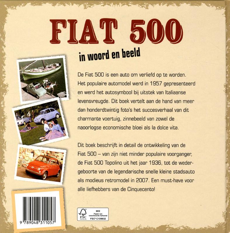 Achterkant van Fiat 500 in woord en beeld