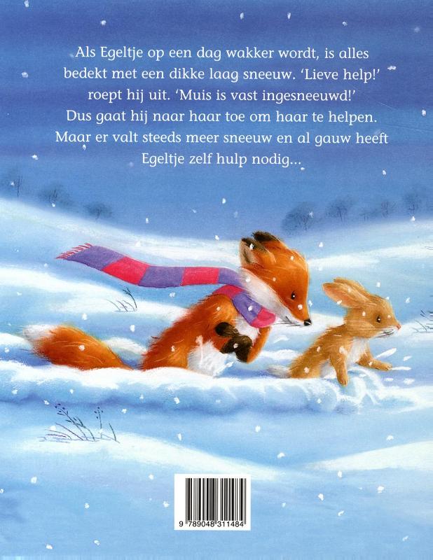 Achterkant van Egeltje in de sneeuw
