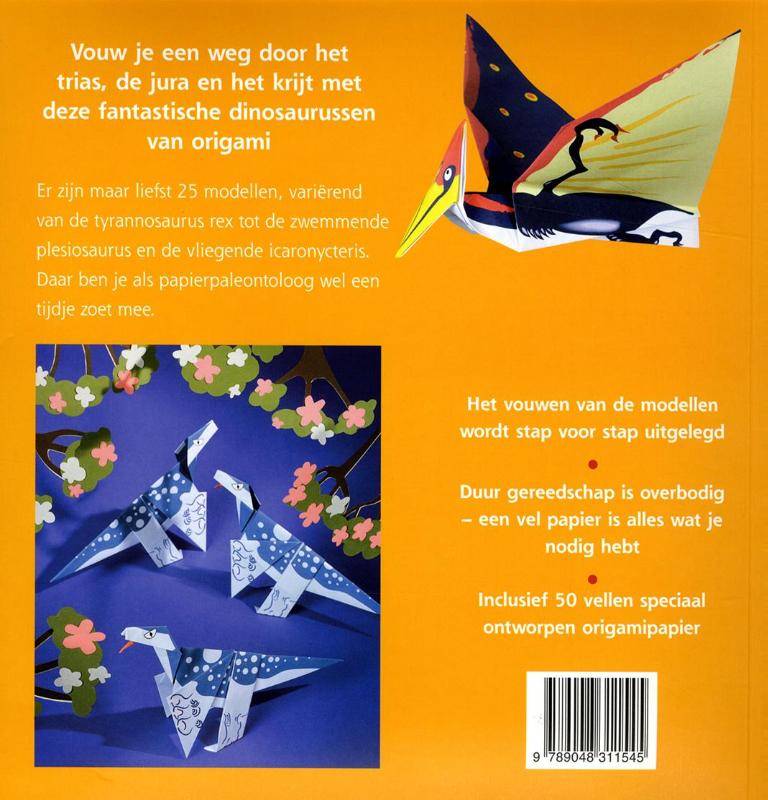 Achterkant van Origami: dinosauriers