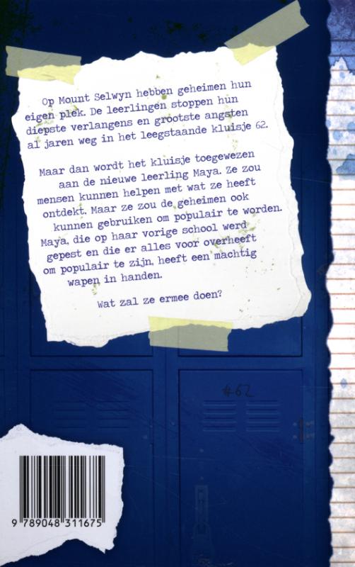 Achterkant van Geheimen, leugens en kluisje 62