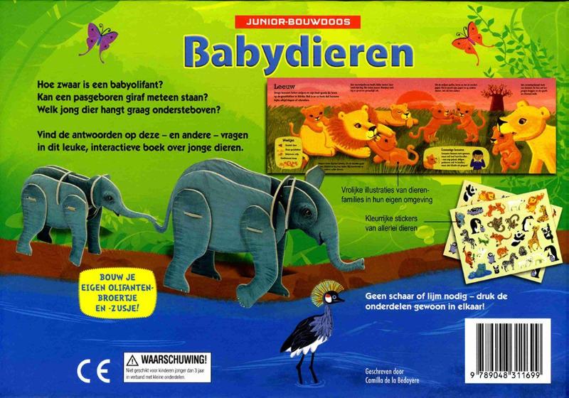 Achterkant van Juniorbouwdoos babydieren