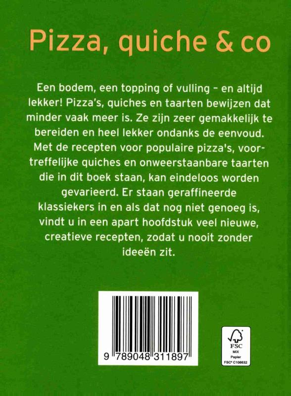 Achterkant van Pizza, quiche & co