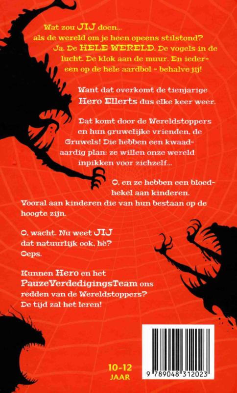 Achterkant van Hero en de wereldstoppers