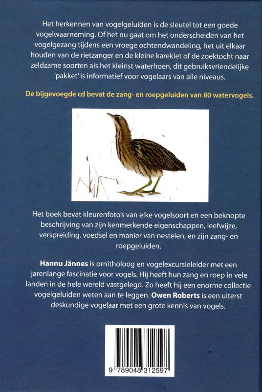 Achterkant van Watervogelgids met 80 geluiden op cd