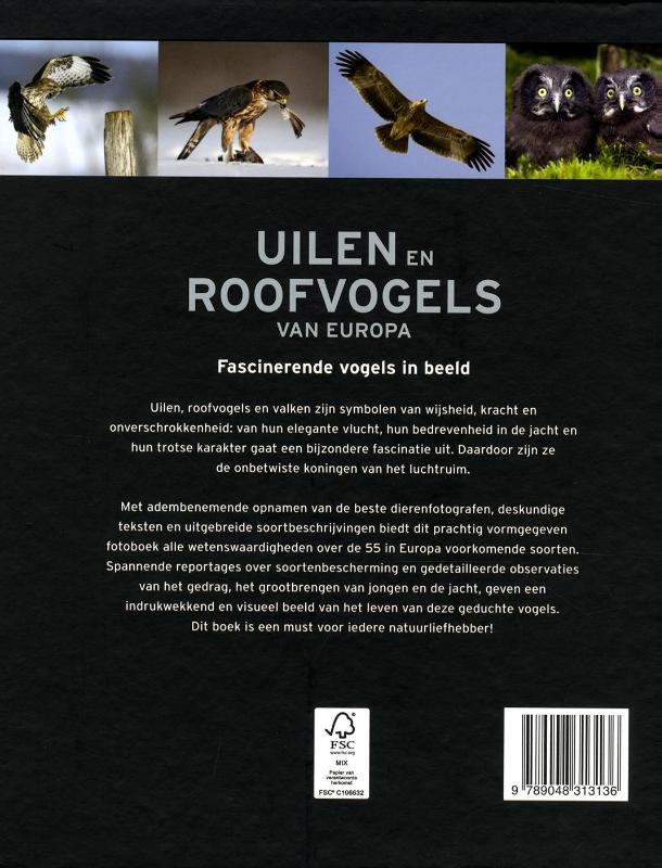 Achterkant van Uilen en roofvogels van Europa