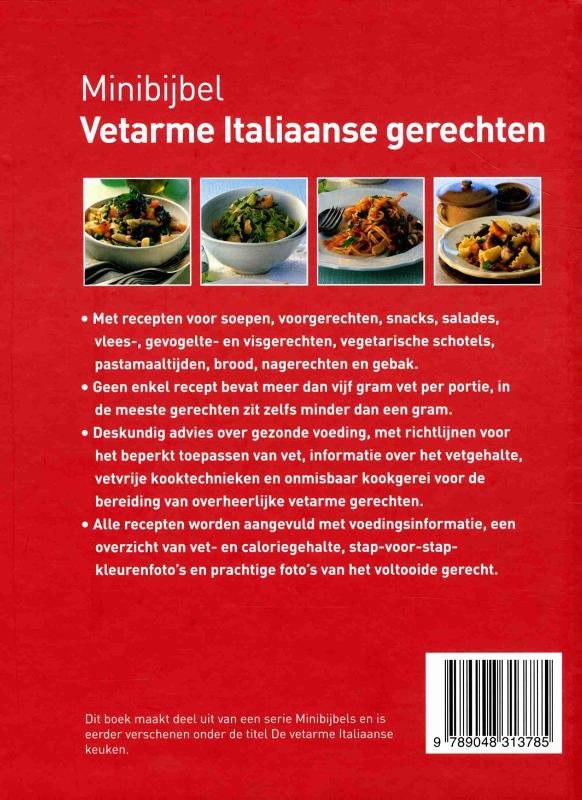 Achterkant van Vetarme Italiaanse gerechten