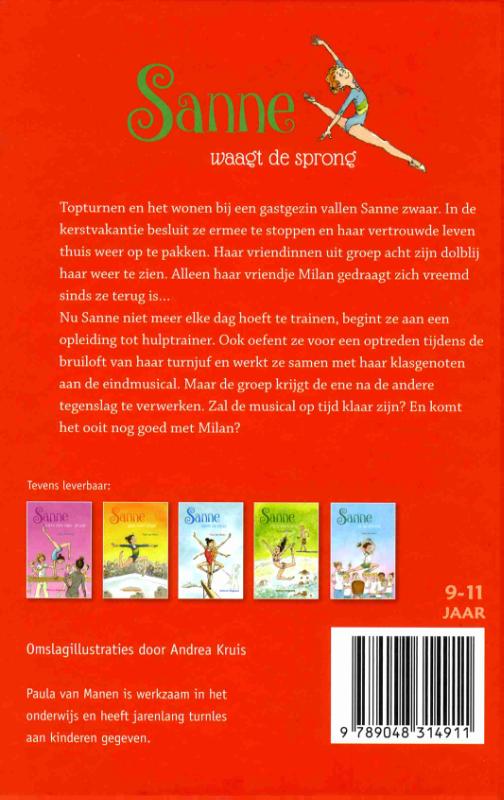 Achterkant van Sanne waagt de sprong