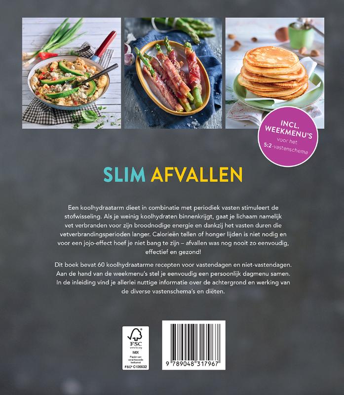 Achterkant van Koolhydraatarm & periodiek vasten