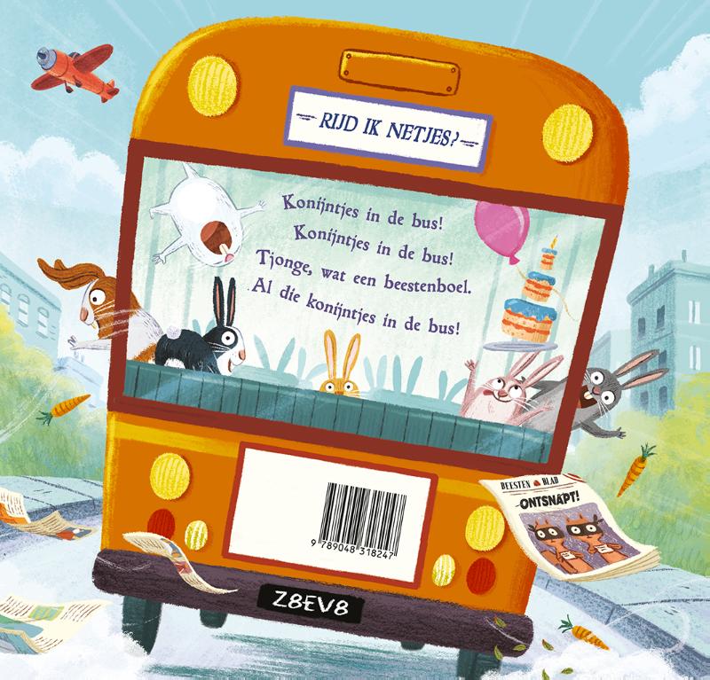 Achterkant van Konijntjes in de bus