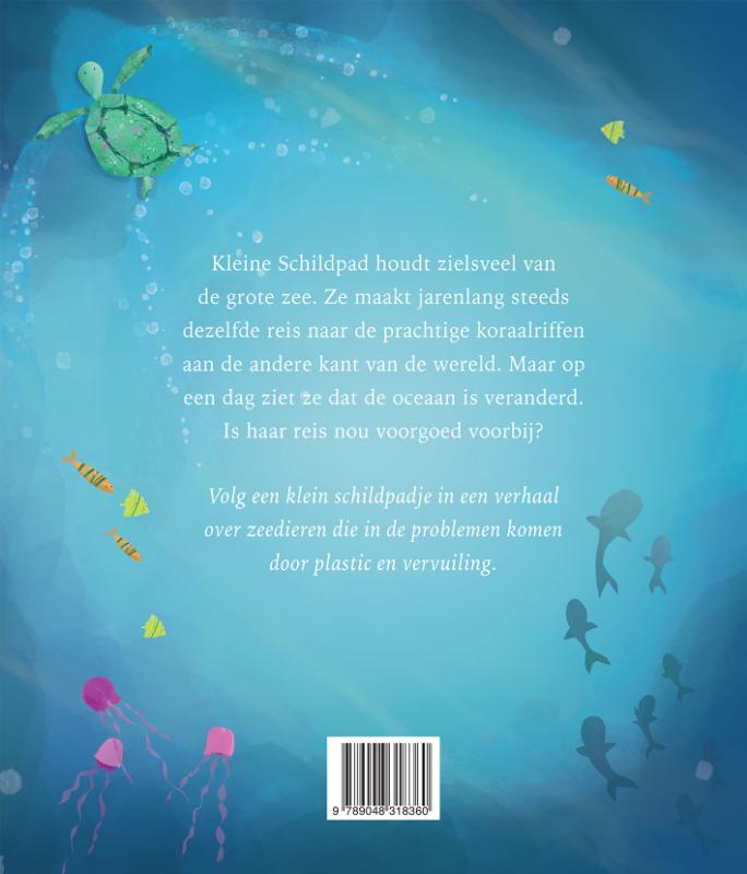 Achterkant van Kleine schildpad en de grote zee