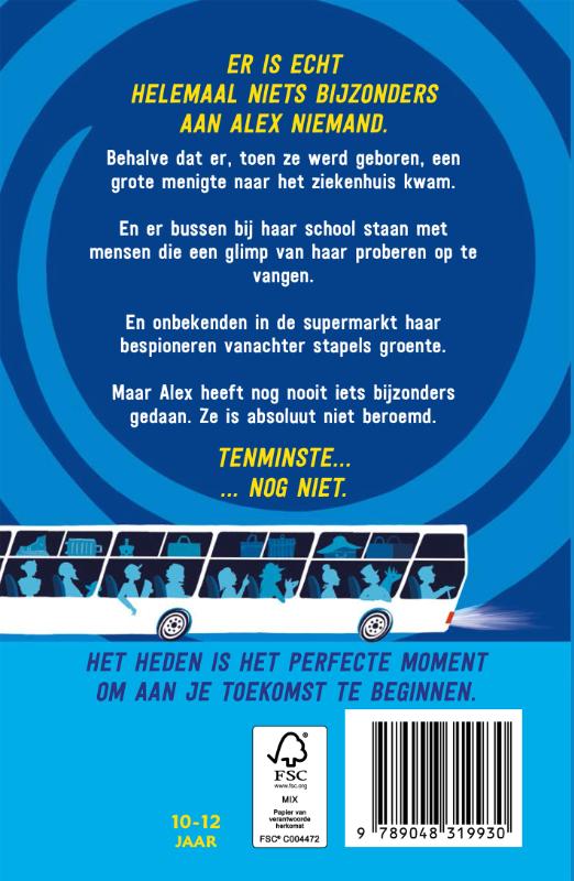 Achterkant van De verbazingwekkende toekomst van Alex Niemand