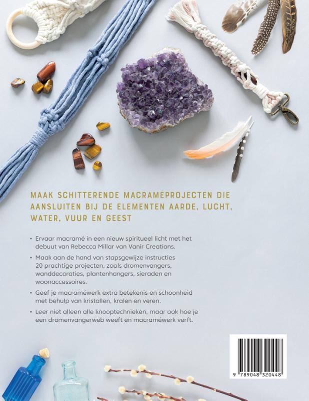 Achterkant van Macramé en kristallen