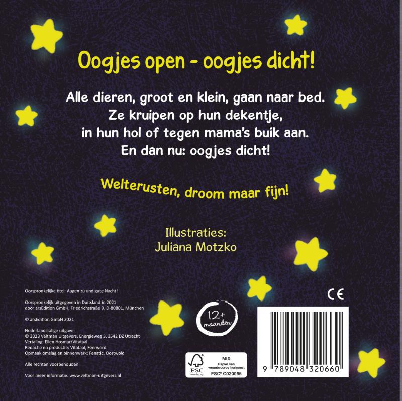 Achterkant van Oogjes dicht! Welterusten