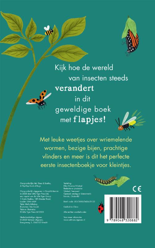 Achterkant van Bijen & kevers, een insectenboekje met flapjes