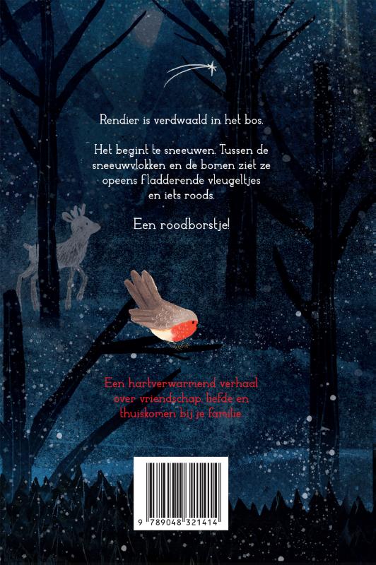 Achterkant van Rendier & Roodborstje