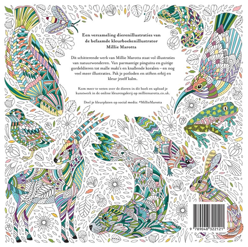 Achterkant van Kleurboek Millie Marotta - Duizelingwekkend dierenrijk