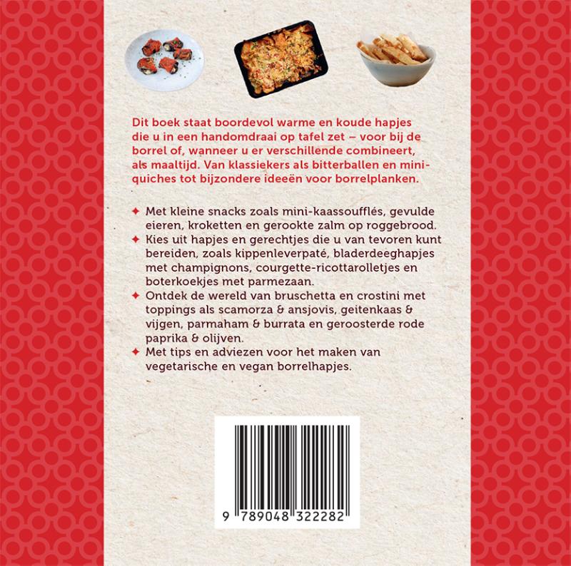 Achterkant van 500 borrelhapjes