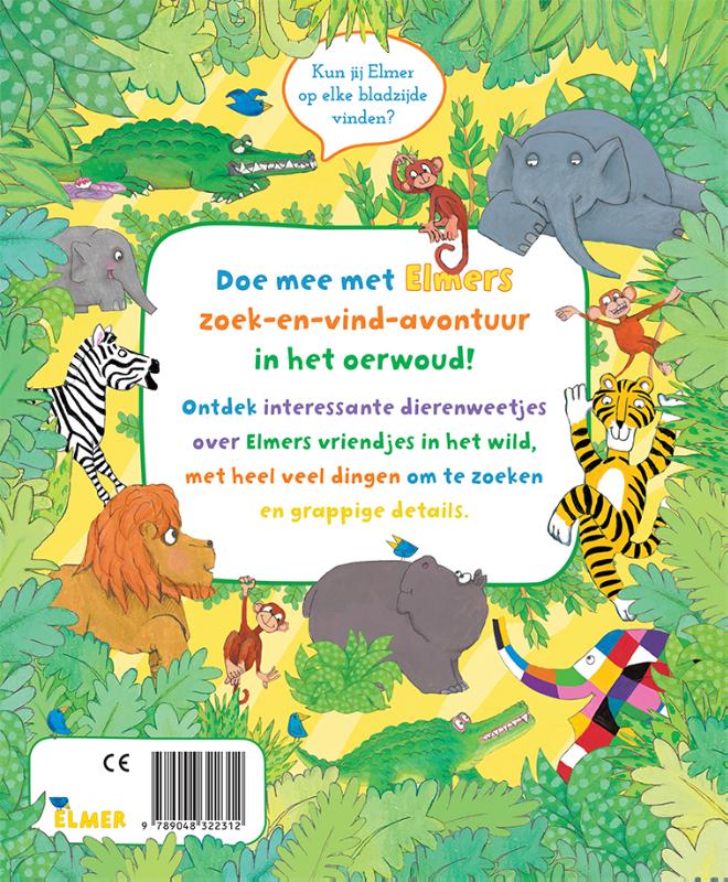 Achterkant van Elmer zoek en vind - dieren