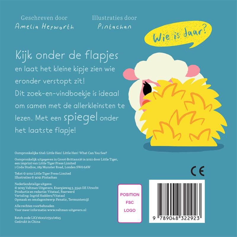 Achterkant van Lief klein kipje, wat zie je daar?