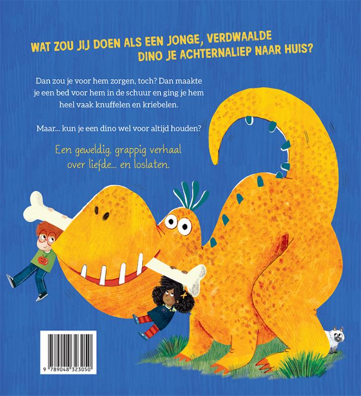 Achterkant van Er woont een dino in de schuur