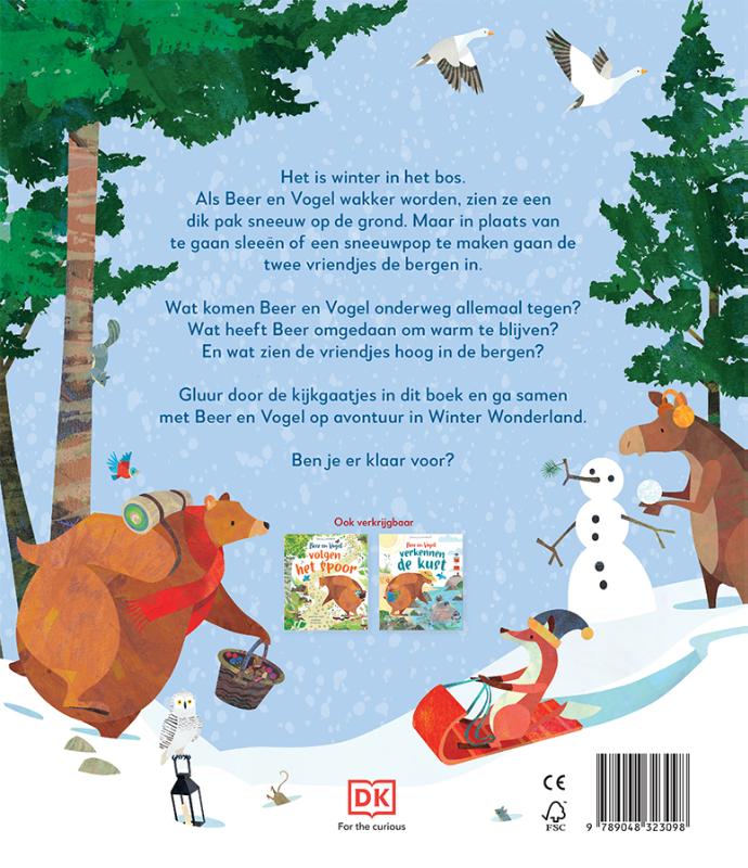 Achterkant van Beer en Vogel gaan op avontuur in Winterwonderland