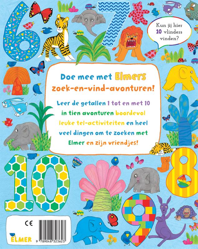 Achterkant van Elmer zoek en vind - getallen