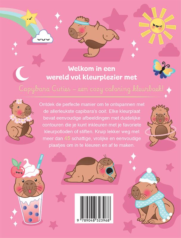 Achterkant van Capybara Cuties - Cozy Kleurboek
