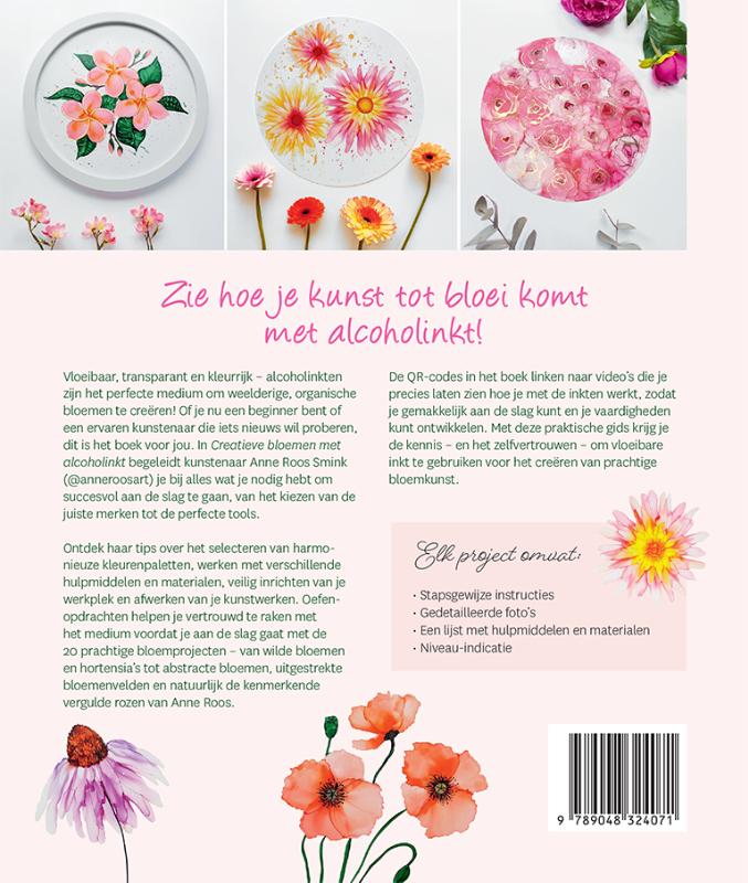 Achterkant van Creatieve bloemen met alcoholinkt