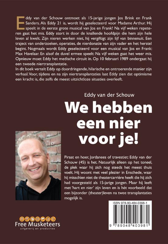 Achterkant van We hebben een nier voor je