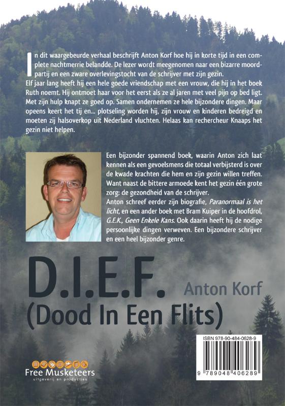 Achterkant van D.I.E.F. (Dood In Een Flits)