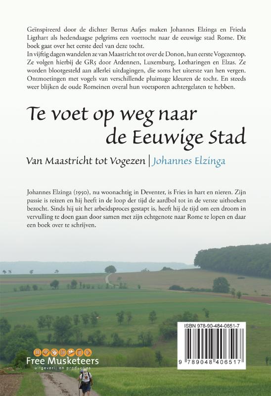 Achterkant van Te voet op weg naar de Eeuwige Stad