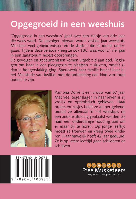 Achterkant van Opgegroeid in een weeshuis