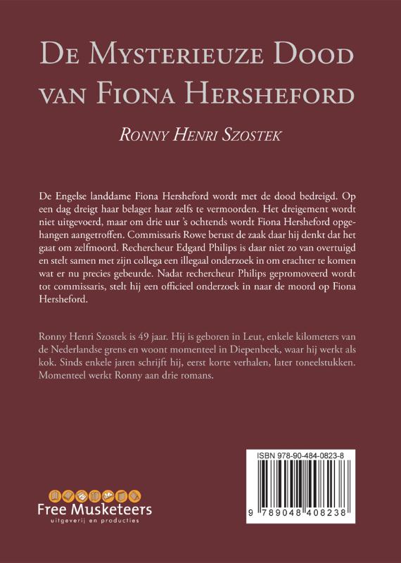 Achterkant van De Mysterieuze Dood van Fiona Hersheford