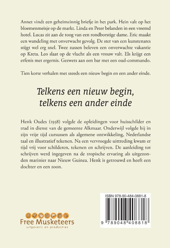 Achterkant van Telkens een nieuw begin, telkens een ander einde