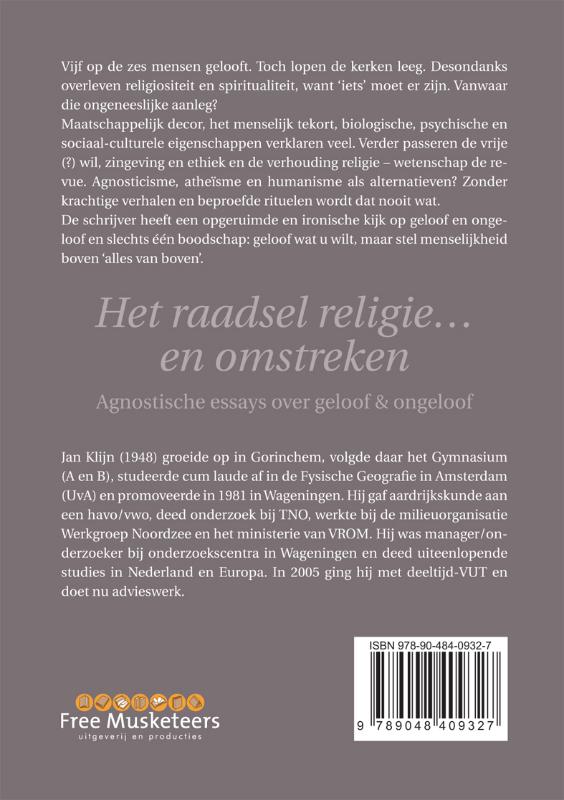 Achterkant van Het raadsel religie en omstreken