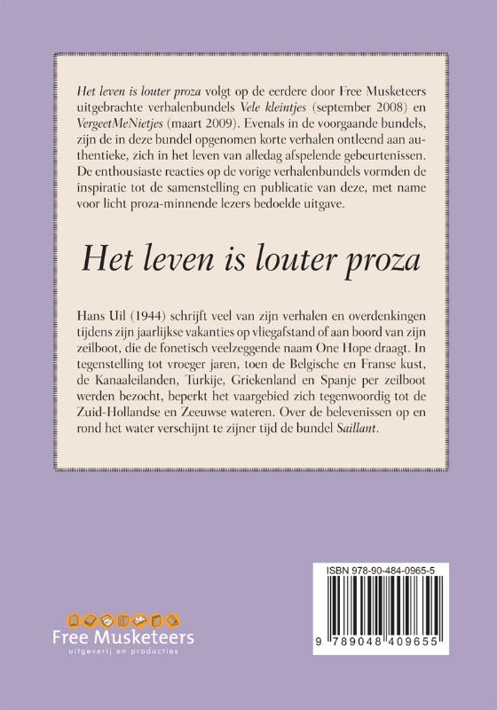 Achterkant van Het leven is louter proza
