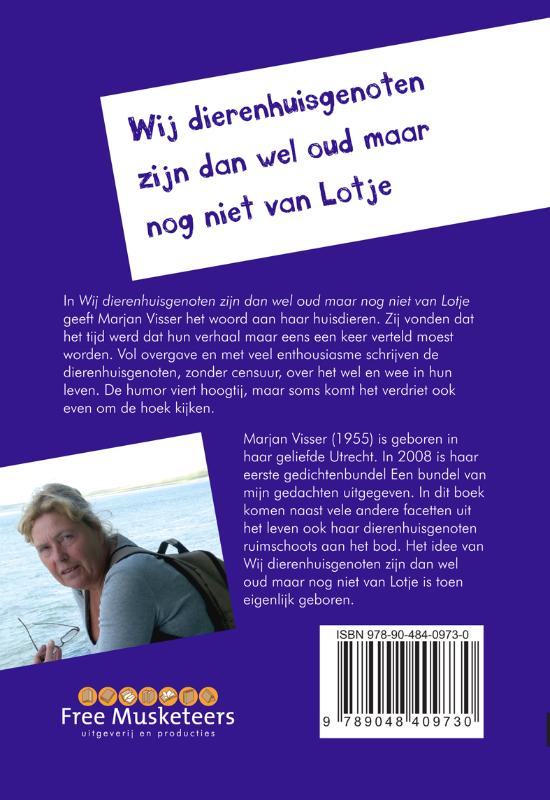 Achterkant van Wij dierenhuisgenoten zijn dan wel oud maar nog niet van Lotje