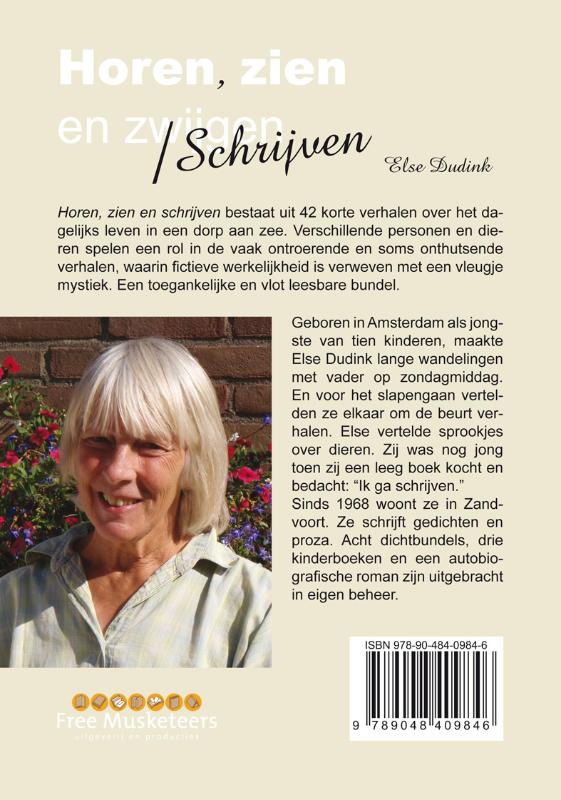 Achterkant van Horen, zien en schrijven