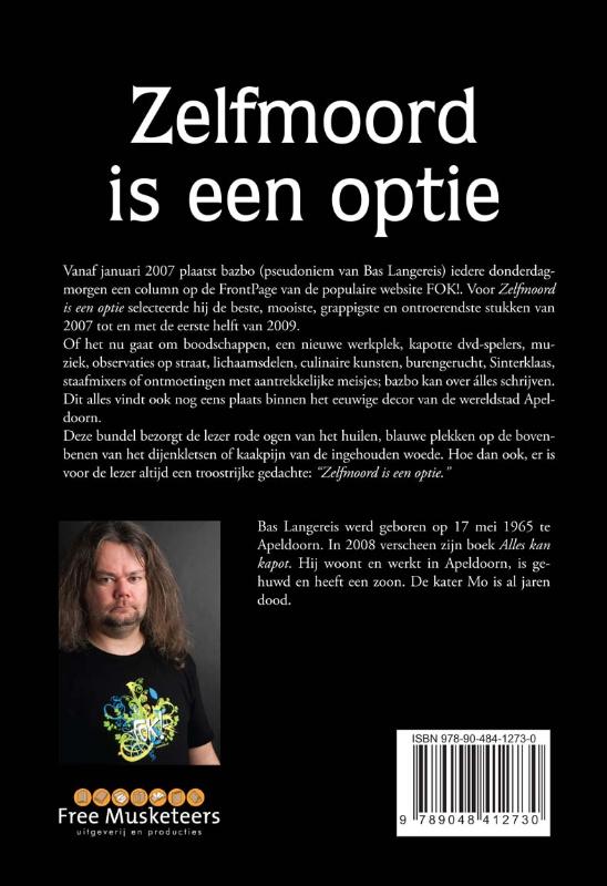 Achterkant van Zelfmoord is een optie