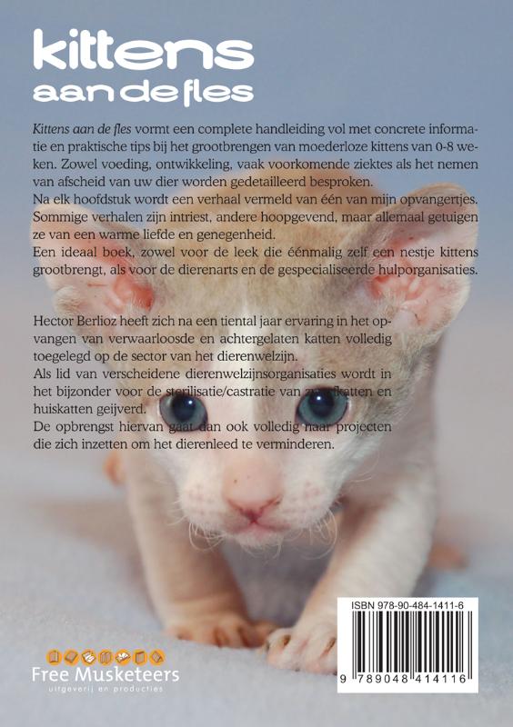 Achterkant van Kittens aan de fles