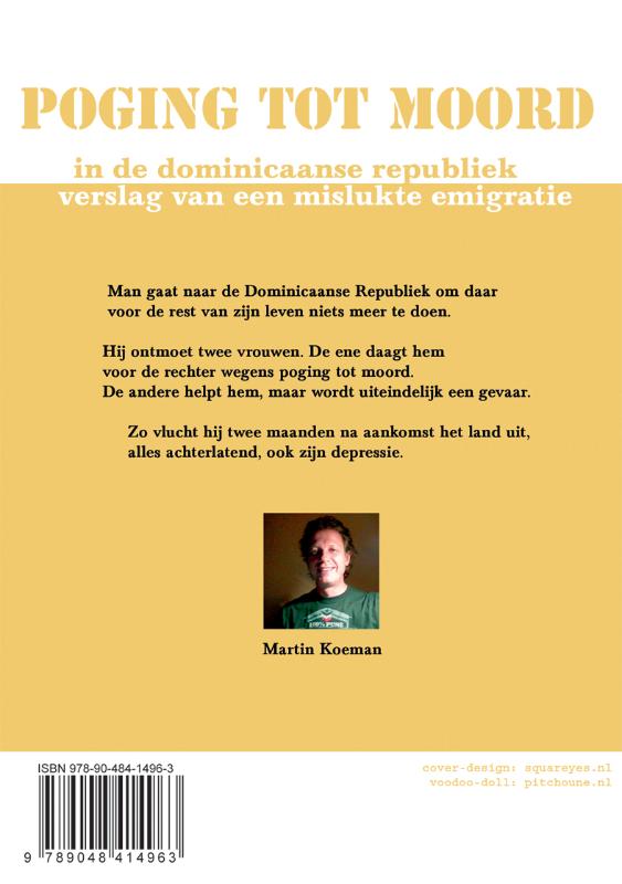 Achterkant van Poging tot moord in de Dominicaanse Republiek